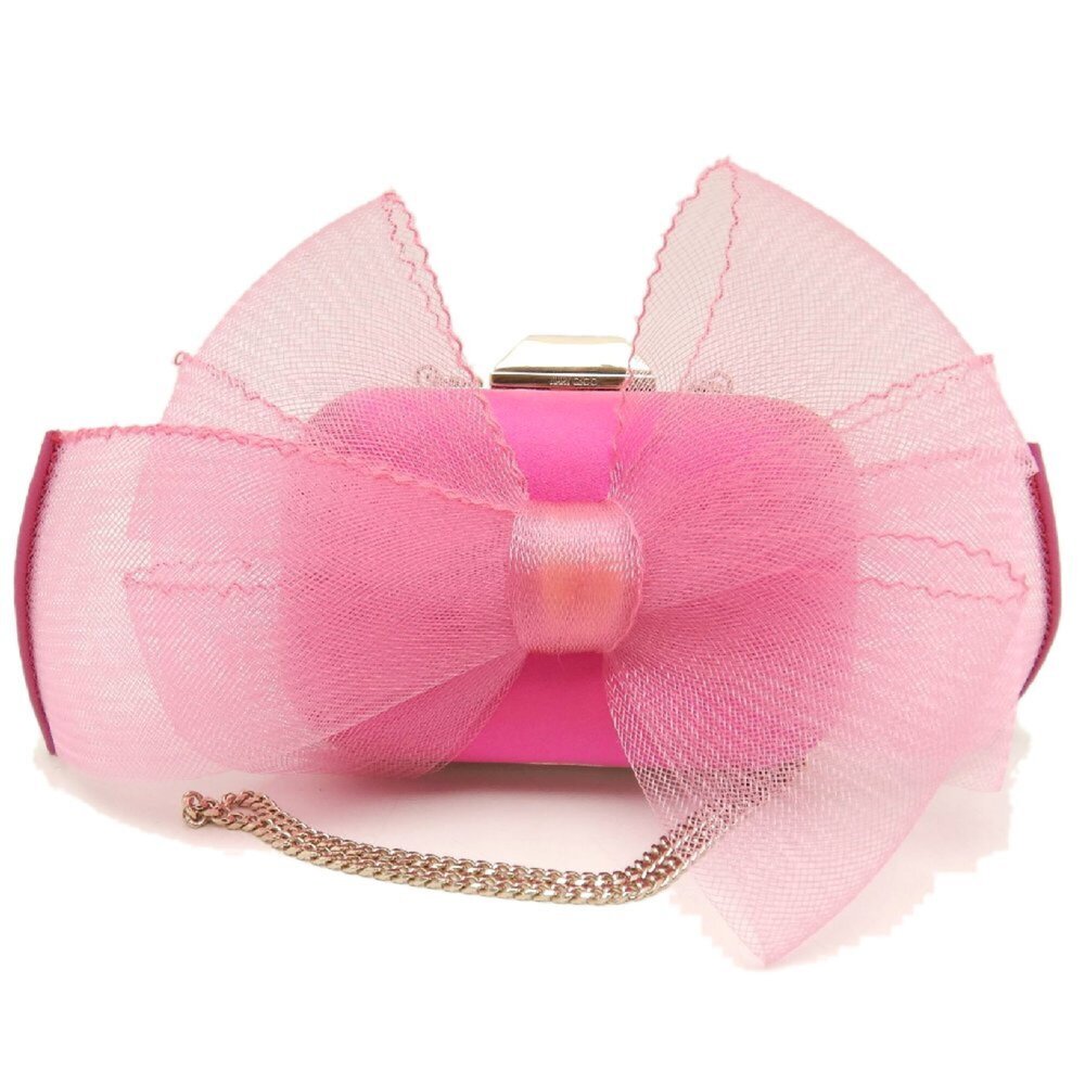 JIMMY CHOO Microcloud Clutch Bag, Chain Clutch, Satin, Pink, Women's, 253758 - Picture 2 of 16